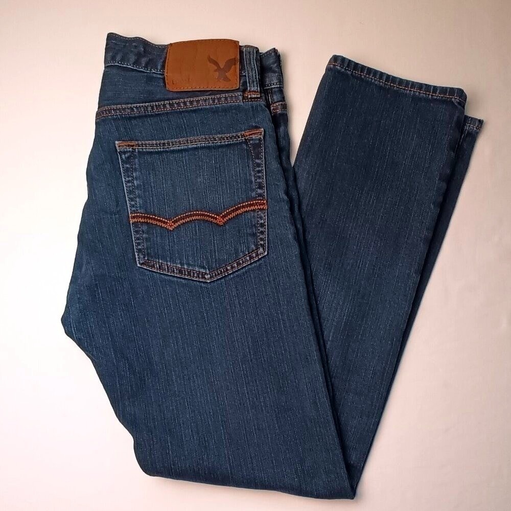 American Eagle Mens Slim Fit Dark Wash Denim Jeans Size 29/30 Blue Stretch
